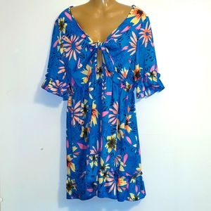 SHEIN NWOT Keyhole-tie Asymmetrical Dress w/flowy sleeves